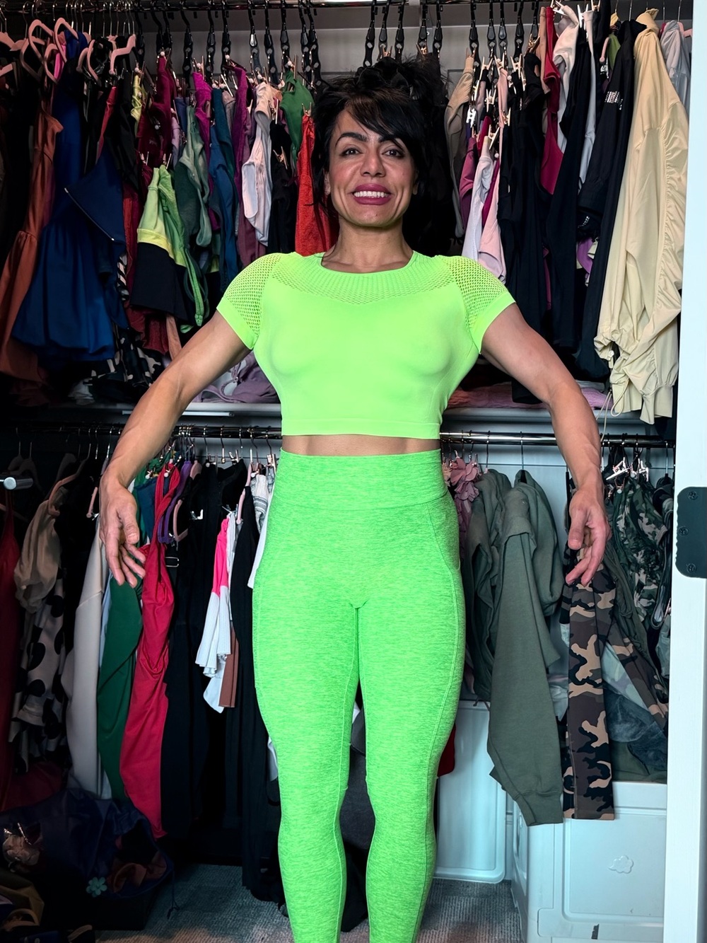 Bombshell Sportswear Neon Green Athletic Top - Picture 2 of 4